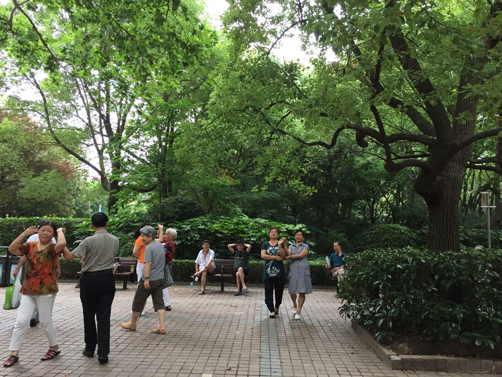 Residents dancing in People's Park, Shanghai. Courtesy of Peilei Fan